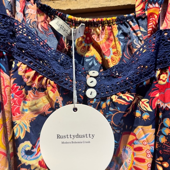 Blue Floral Romper NWT Sz L - Picture 4 of 4